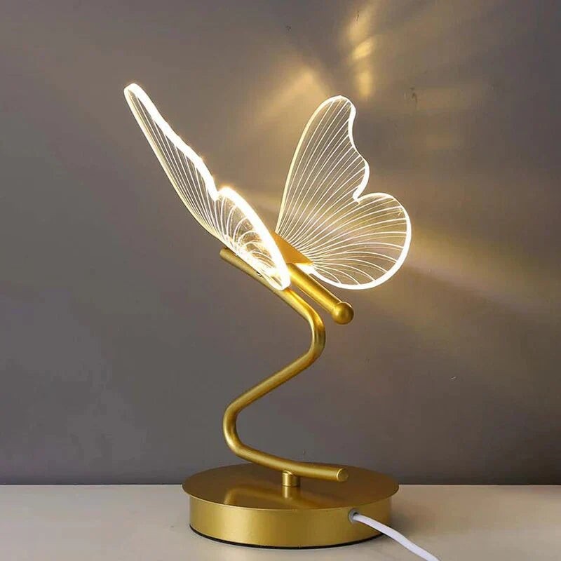 Slim butterfly LED table lamp on an iron base - product photo 4