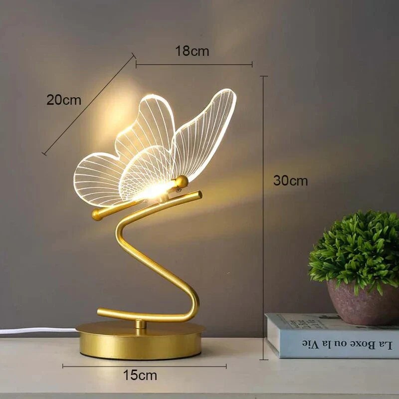 Slim butterfly LED table lamp on an iron base - product photo 7