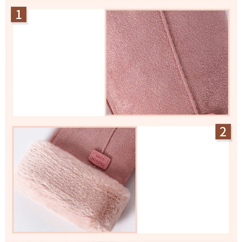 Faux fur lined women's winter gloves - product photo 11