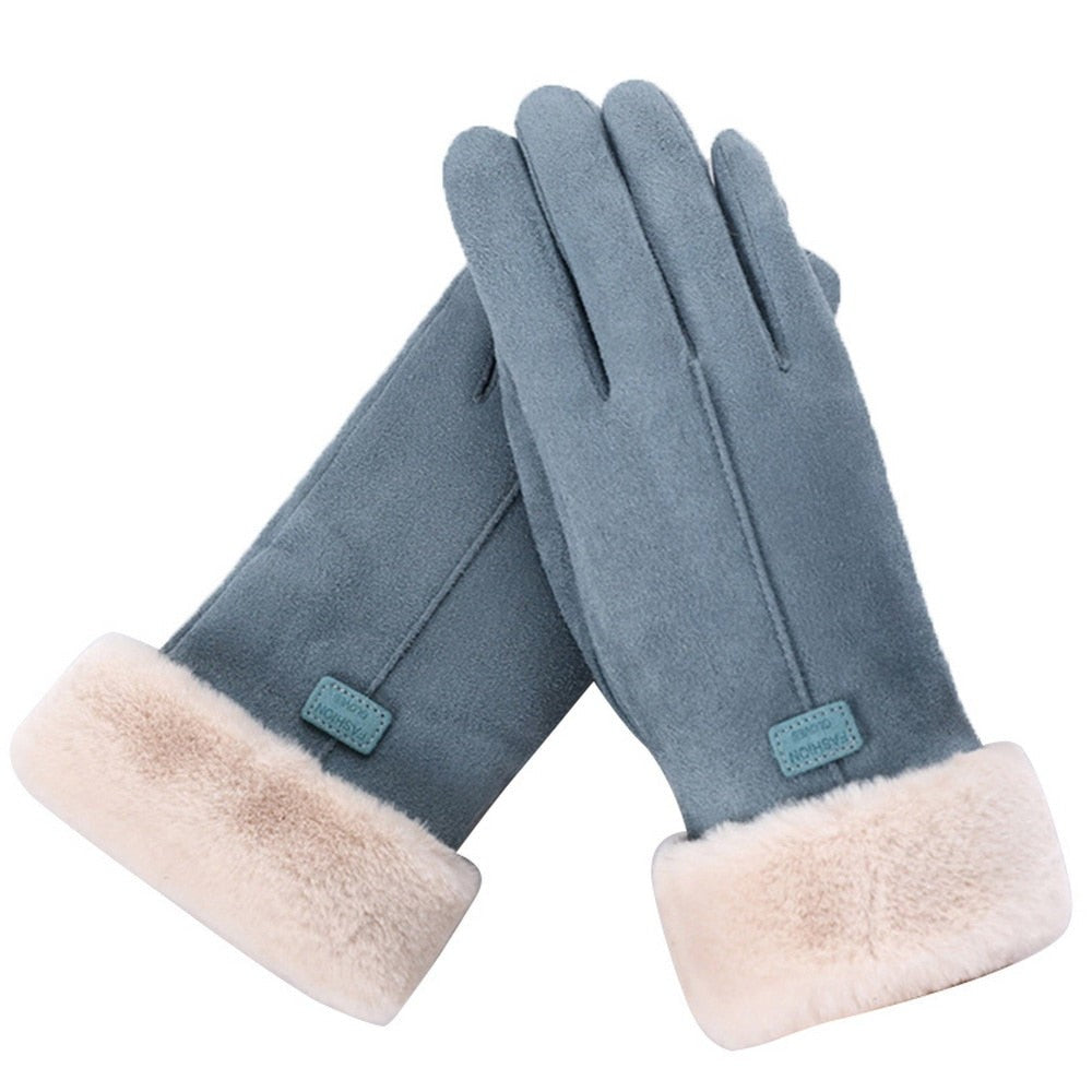 Faux fur lined women's winter gloves - product photo 2
