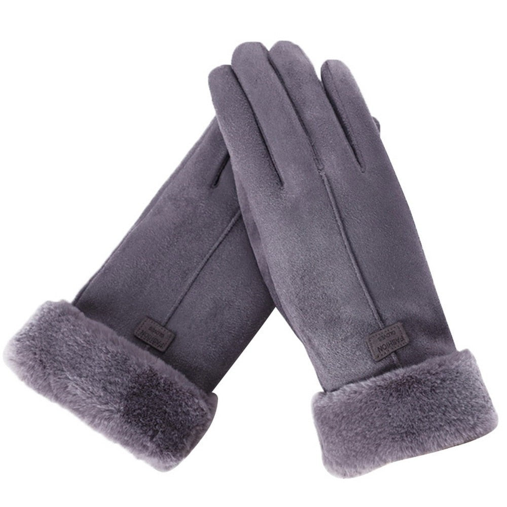 Faux fur lined women's winter gloves - product photo 3