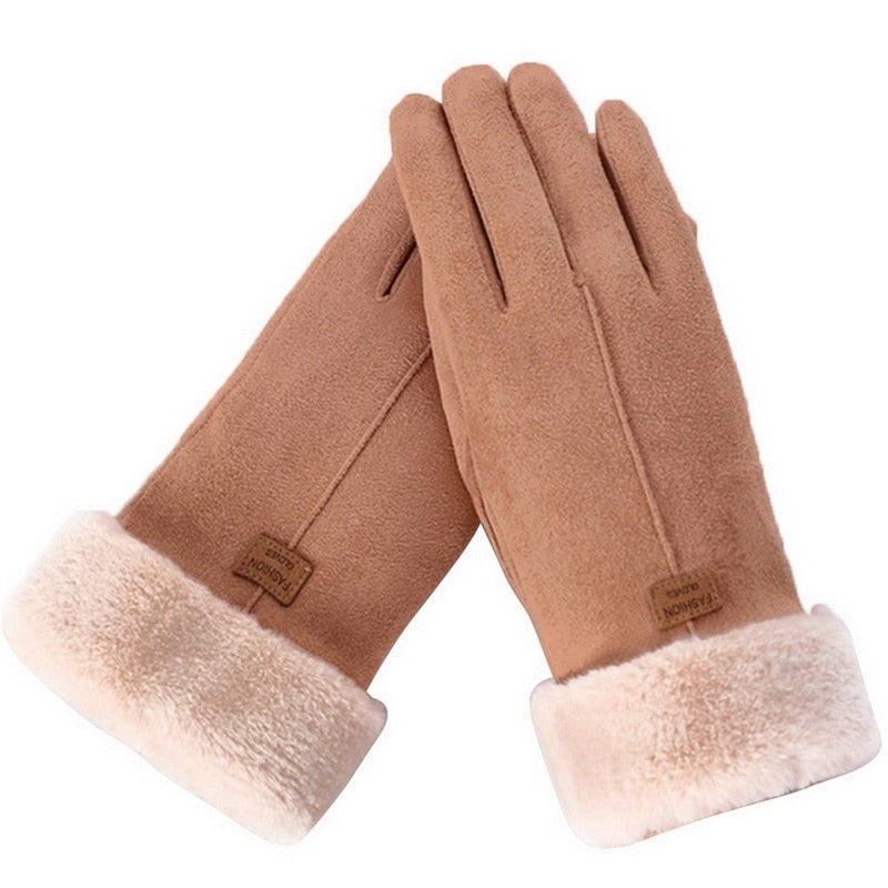 Faux fur lined women's winter gloves - product photo 7