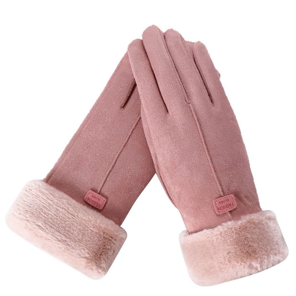 Faux fur lined women's winter gloves - product photo 8