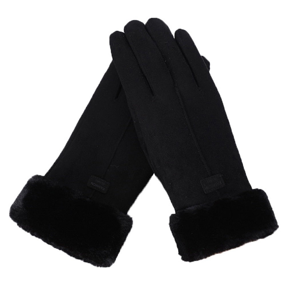 Faux fur lined women's winter gloves - product photo 9