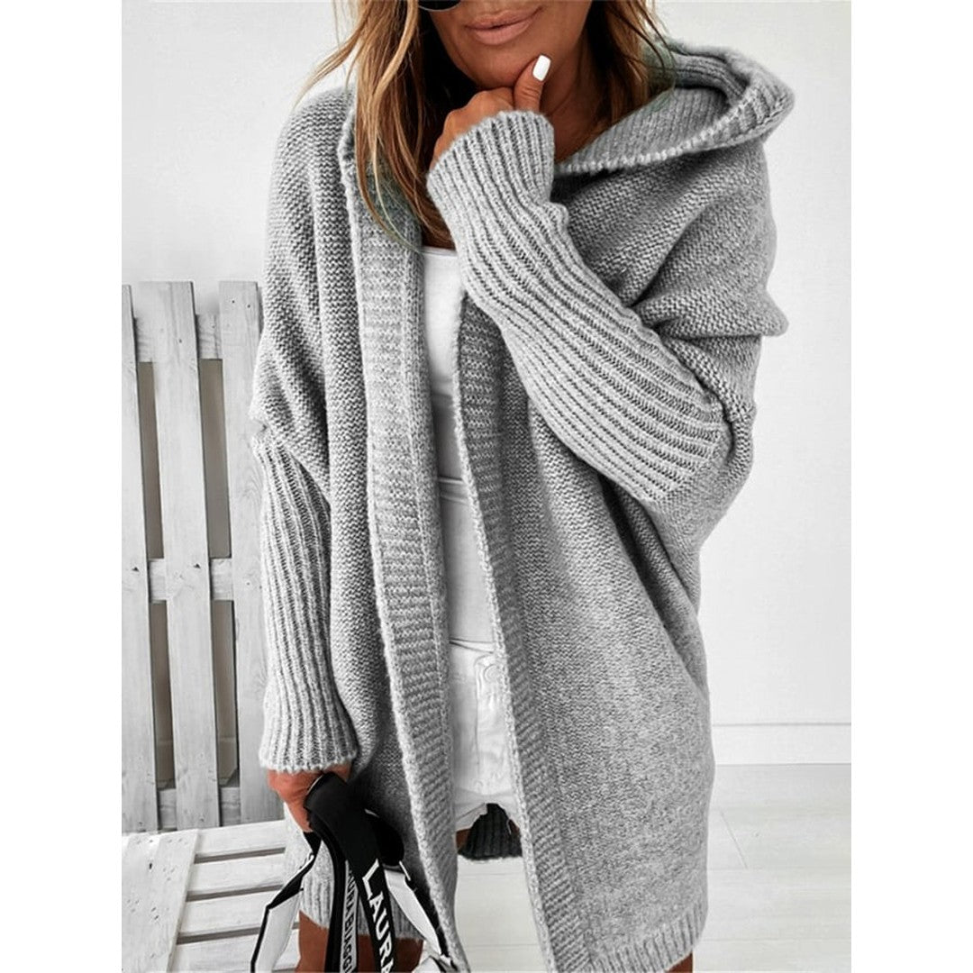 Woman wearing the Perdita women's hooded long-sleeve jacket, back view