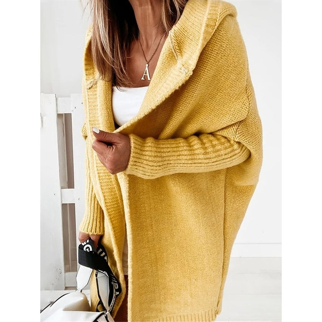 Woman wearing the Perdita women's hooded long-sleeve jacket, front view