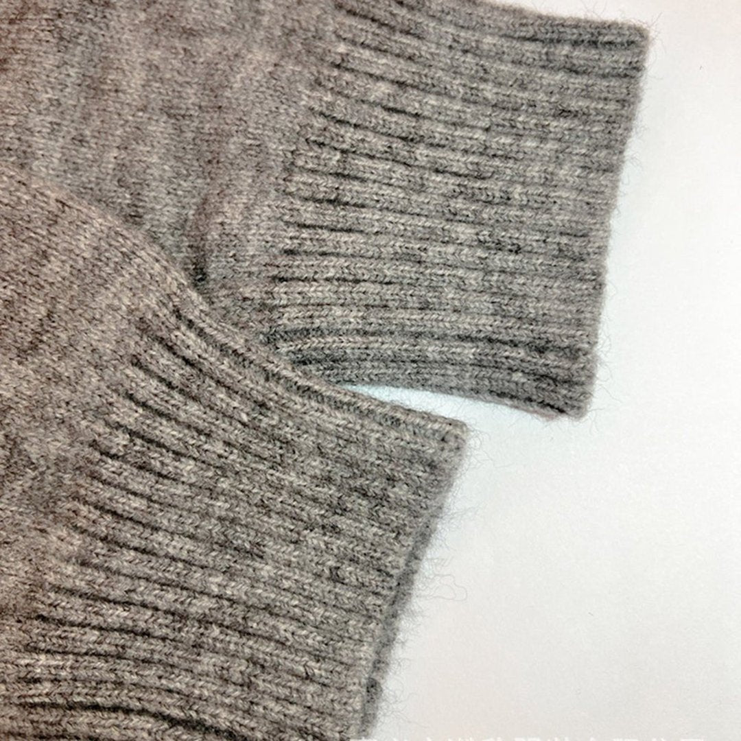 Woman wearing the Pia women's knit cardigan, flatlay view