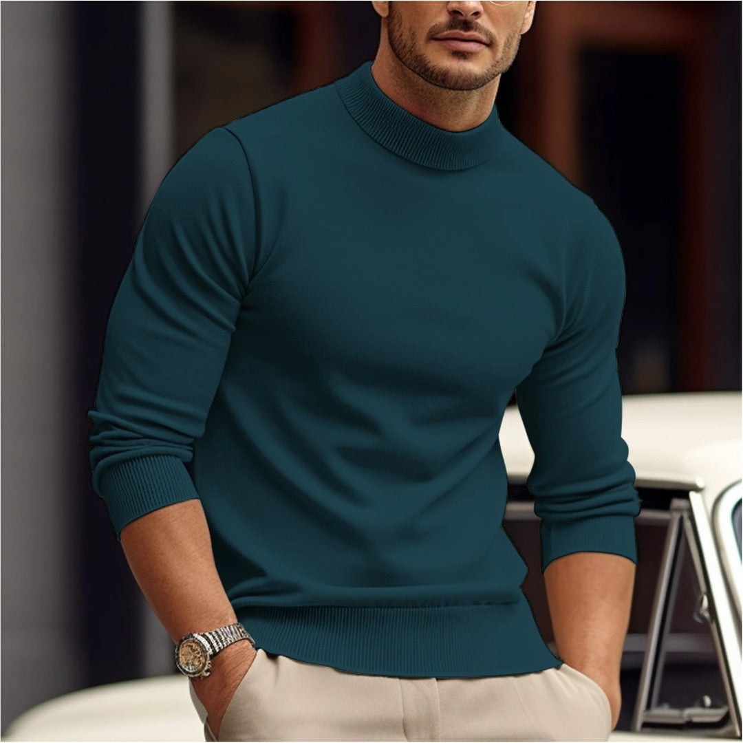 Man wearing the Pierce men's classic cotton sweater, front view