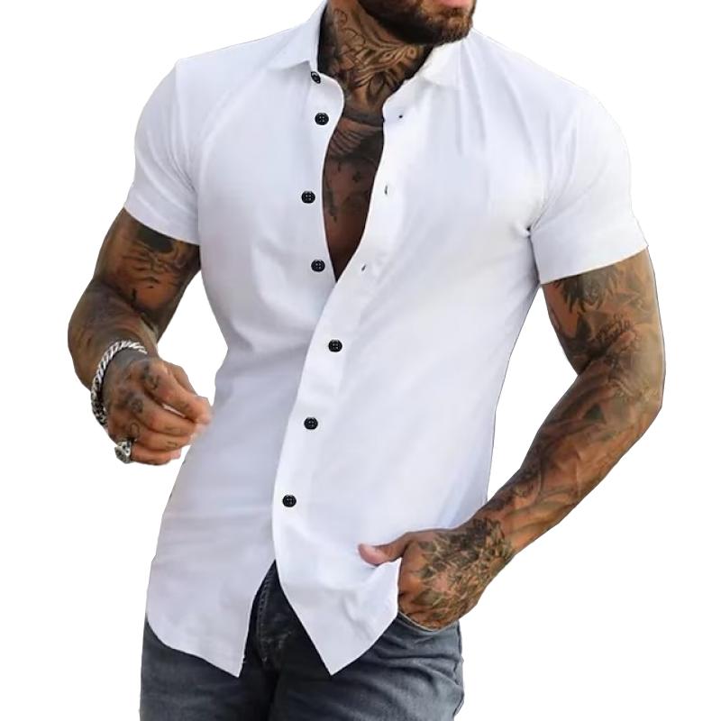 Enzo | Men's Short Sleeve Button Front Shirt