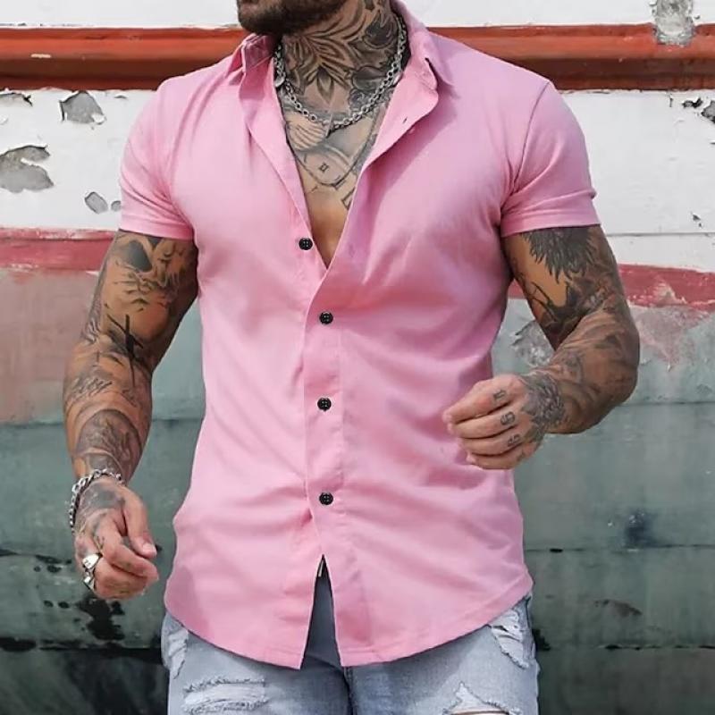 Enzo | Men's Short Sleeve Button Front Shirt