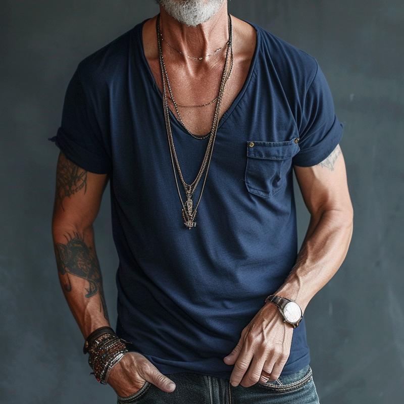 Kairo | Men's V-Neck Pocket Detail Casual T-Shirt