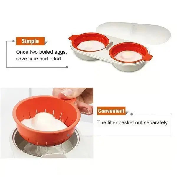 Silicone microwave egg poacher for two eggs - product photo 6