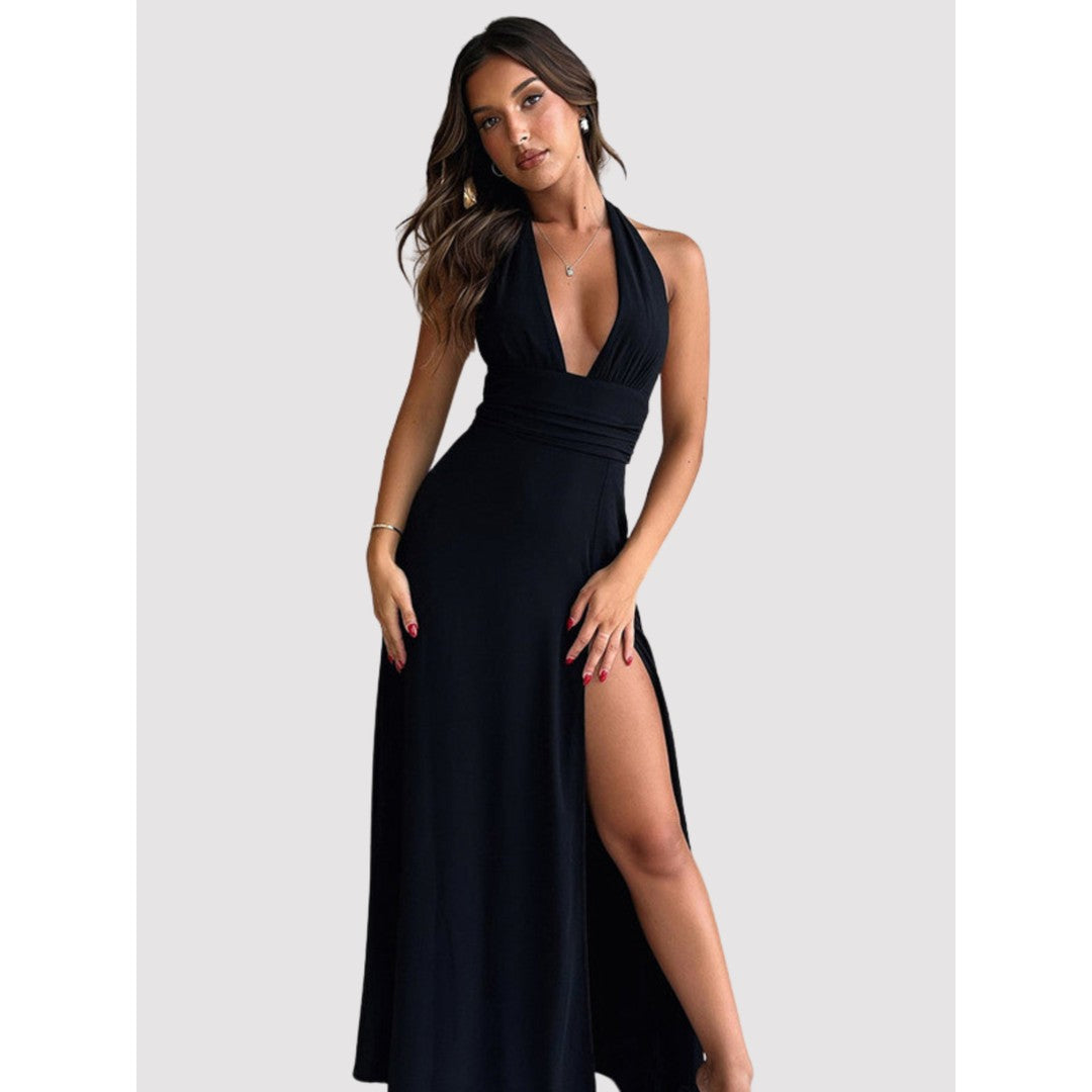 Woman wearing the Poppy women's elegant dress, 8 view