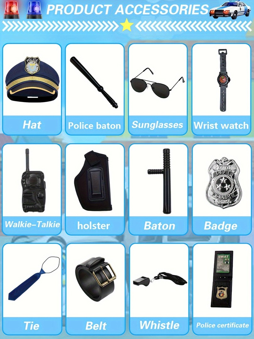 Kids' police costume dress-up set - product photo 4