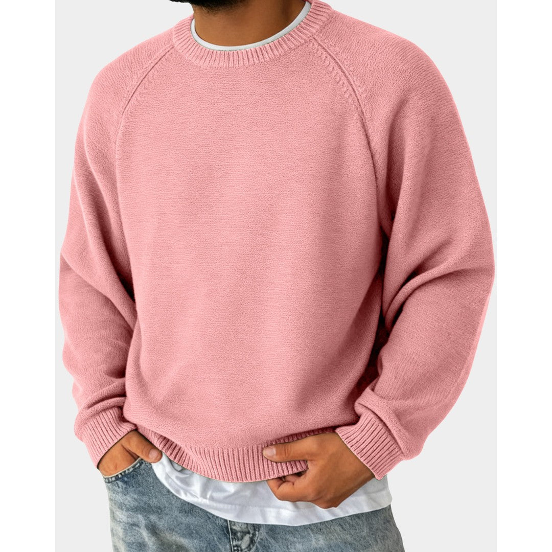 Man wearing the Preston men's crewneck sweater, 8 view