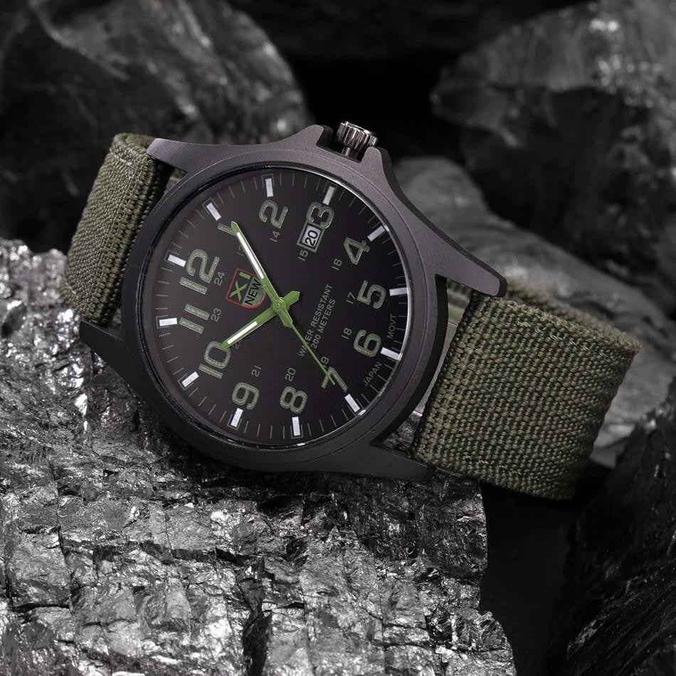 Tactical men's stainless steel watch with LED backlight - product photo 2