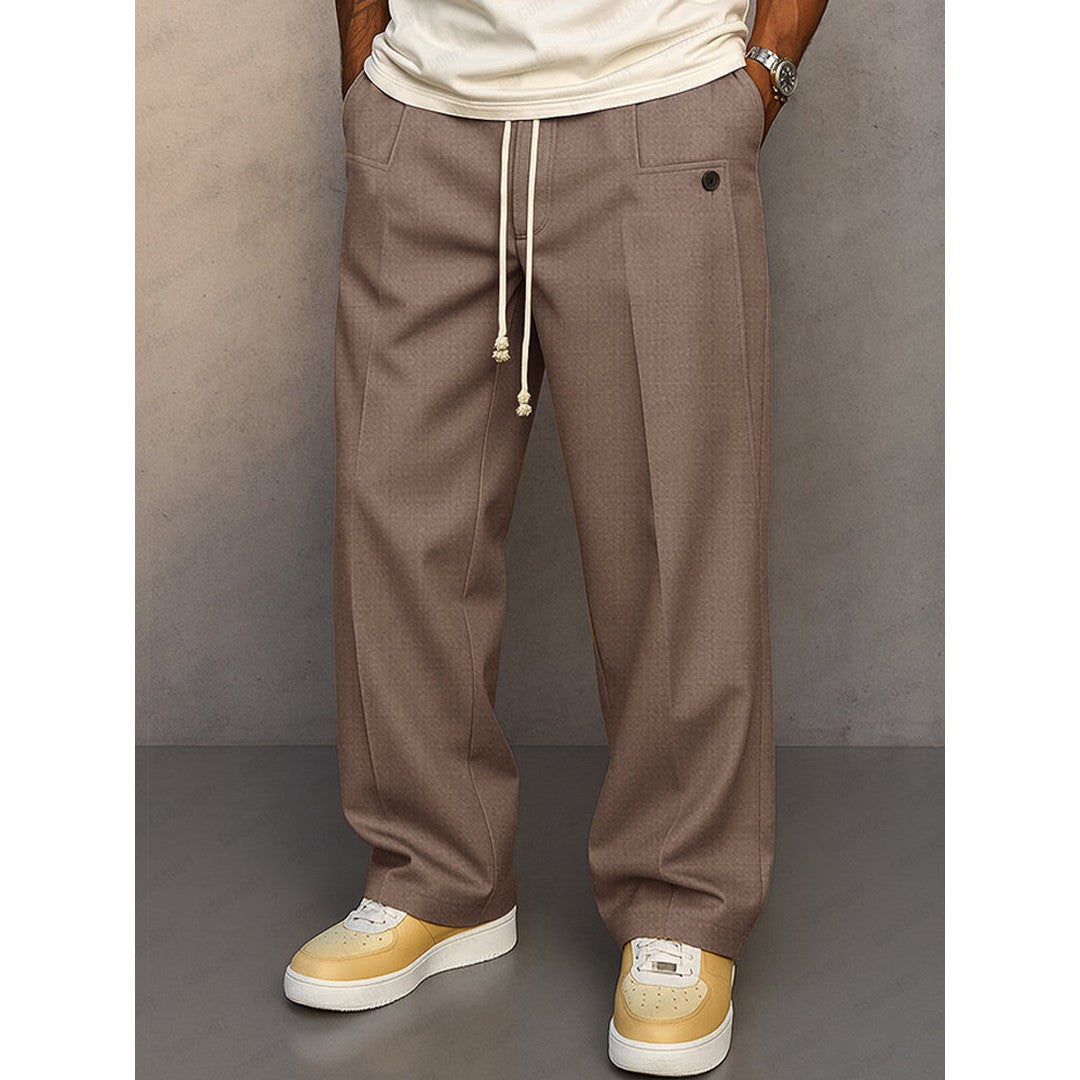 Man wearing the Raphael men's pants, flatlay view