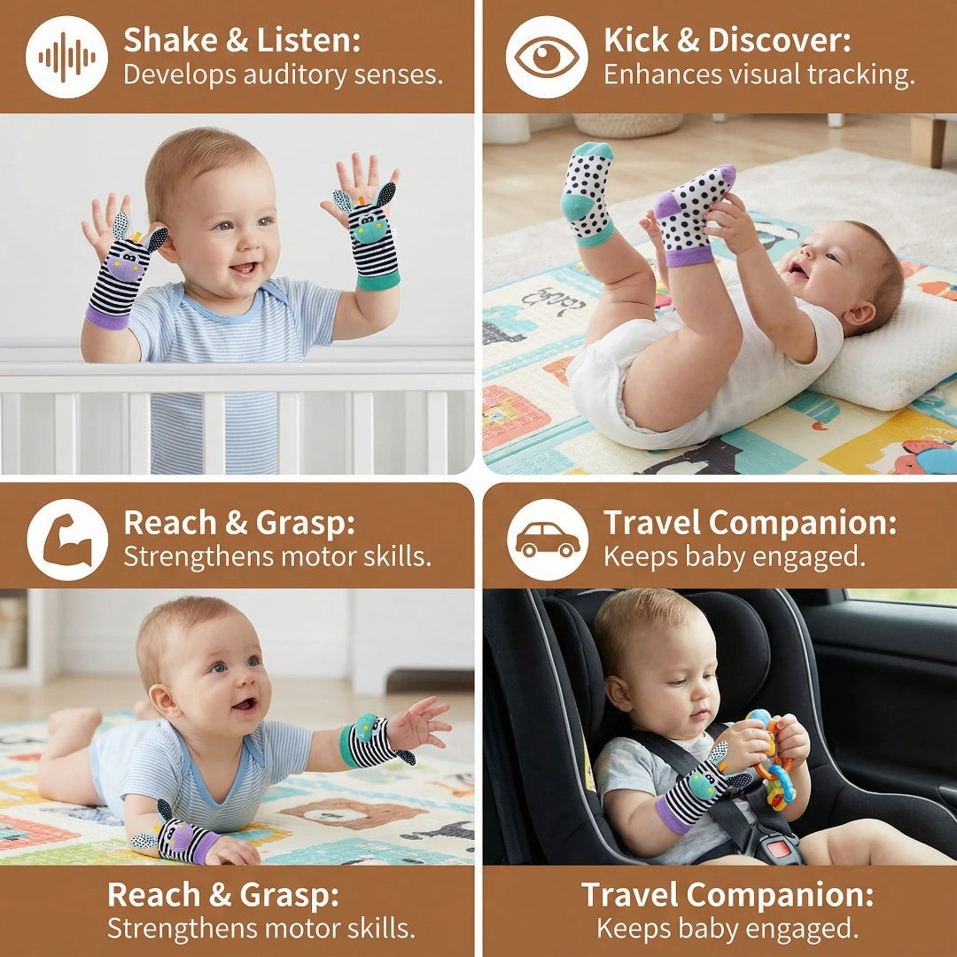 Baby wrist rattle and sock sensory set - product photo 3