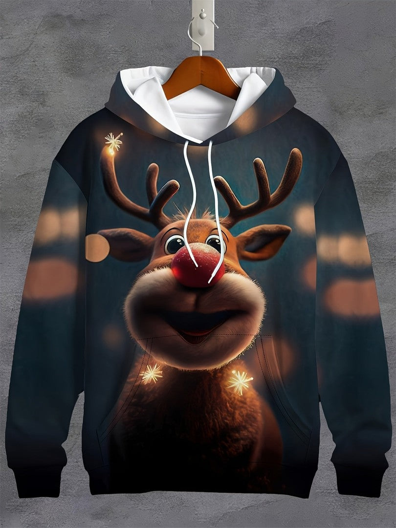 Festive reindeer hoodie with a light-up nose - product photo 1