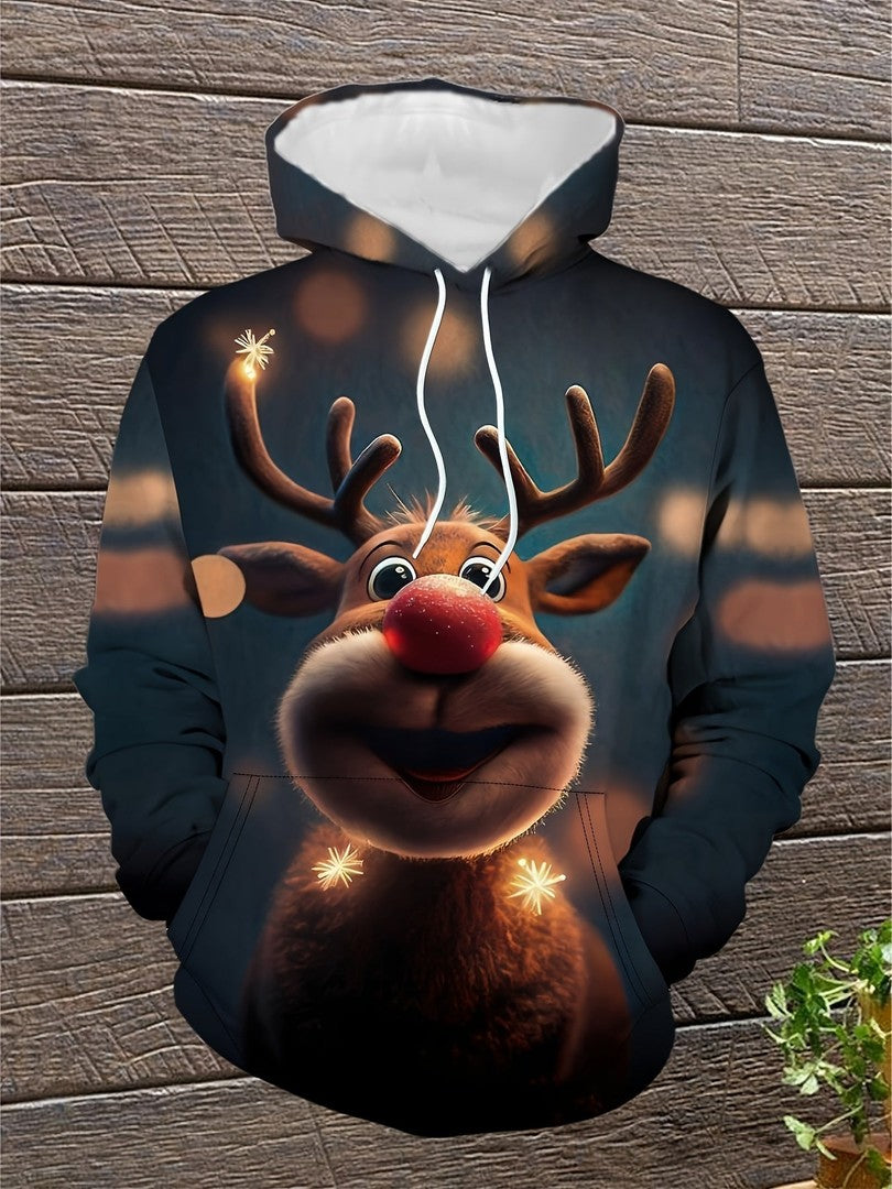 Festive reindeer hoodie with a light-up nose - product photo 2
