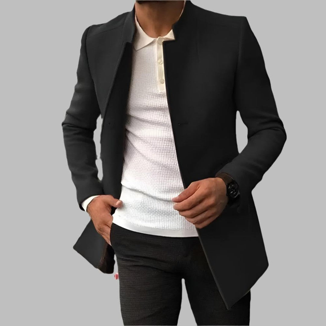 Man wearing the Remy men's elegant coat, model view