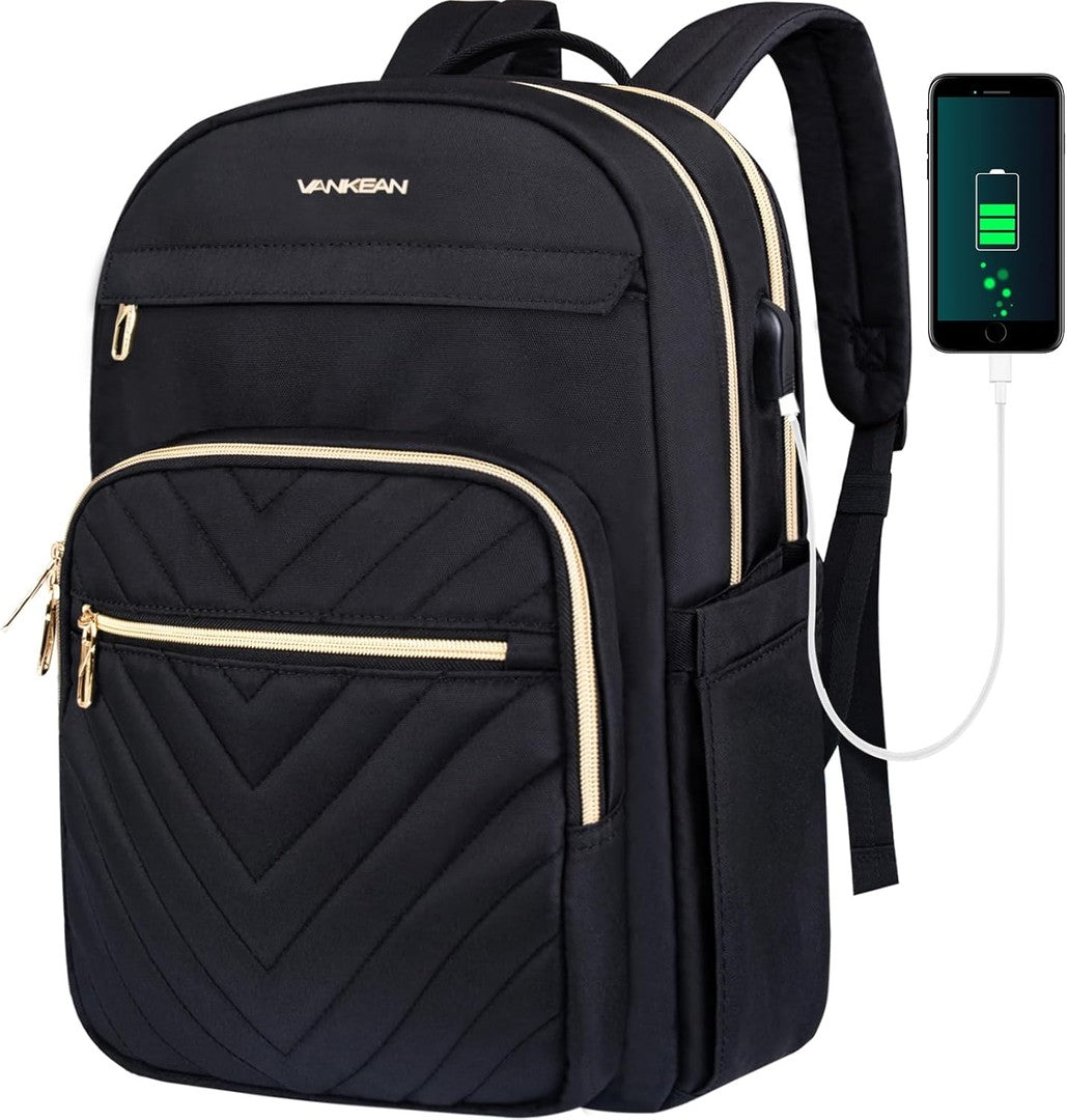 Lightweight water-repellent laptop backpack with a USB port - product photo 1
