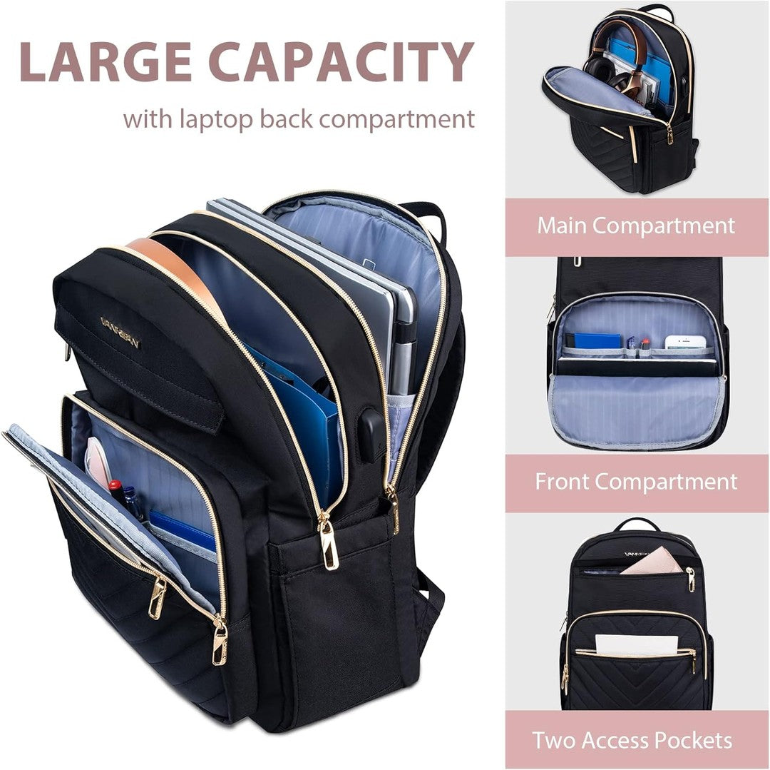 Lightweight water-repellent laptop backpack with a USB port - product photo 5