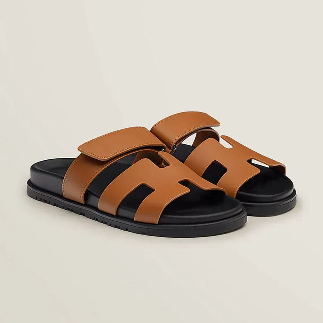 Man wearing the Ridley men's sandals, front view
