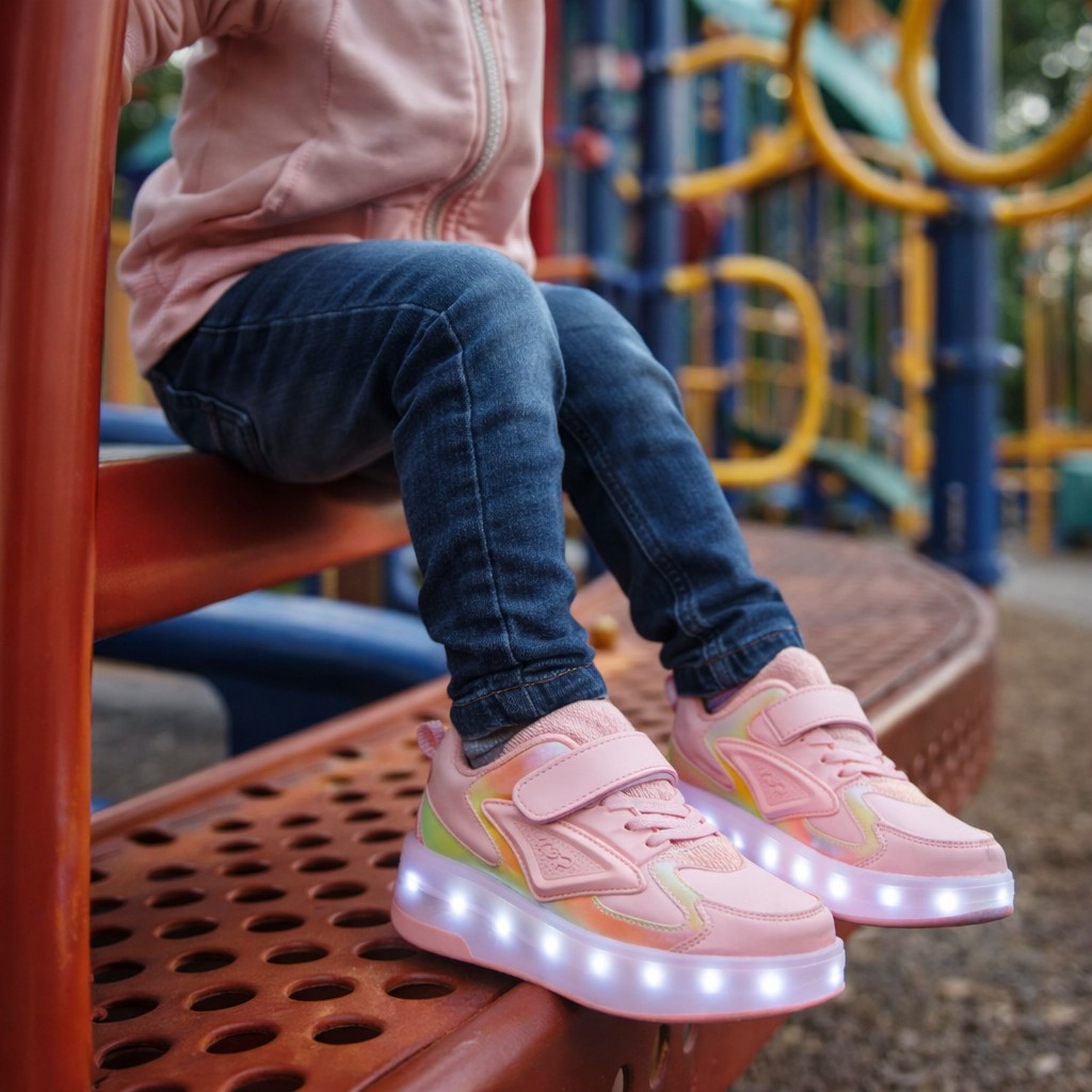 LED light-up sneaker with retractable heel wheels - product photo 2