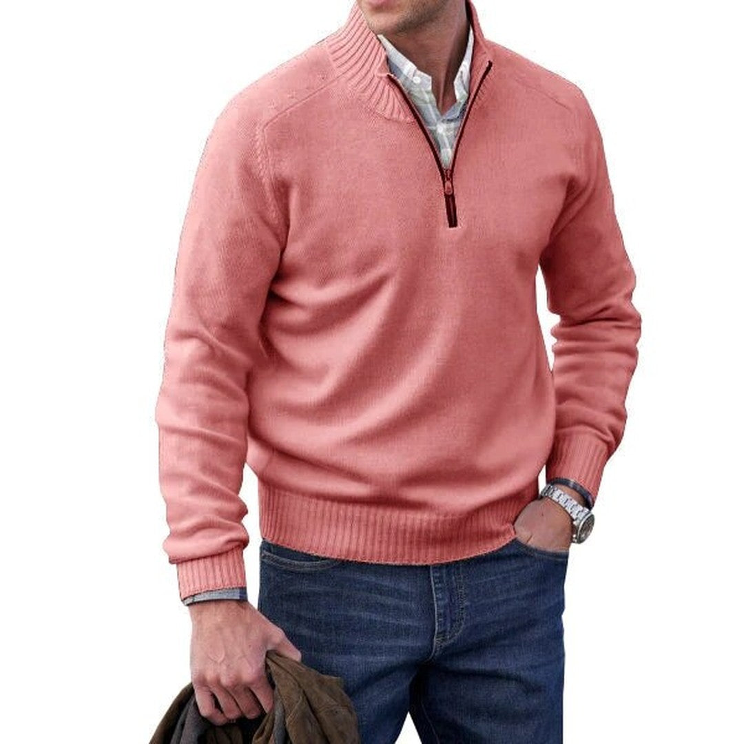 Man wearing the Ronan men's turtleneck cashmere sweater, 7 view