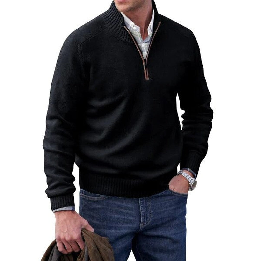 Man wearing the Ronan men's turtleneck cashmere sweater, 8 view