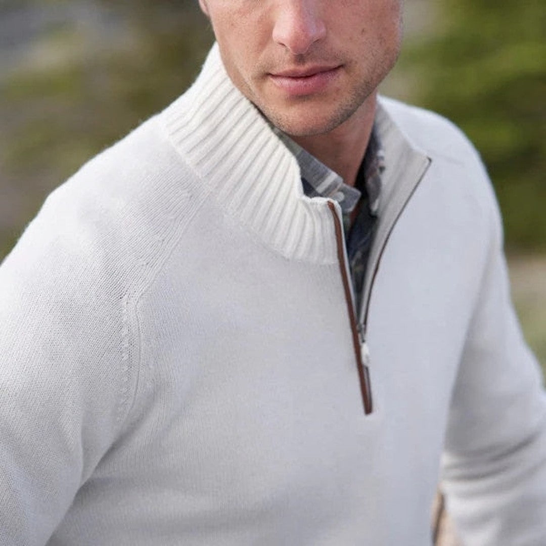 Man wearing the Ronan men's turtleneck cashmere sweater, front view