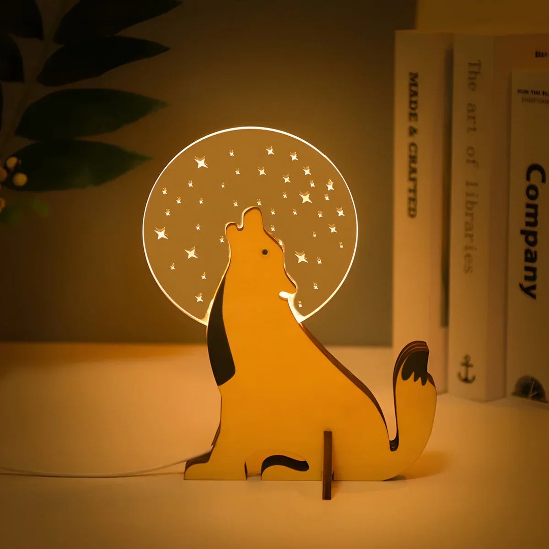 Wooden animal night light with an acrylic panel - product photo 6
