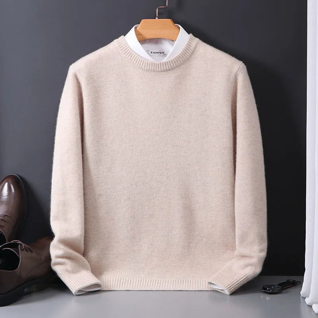 Woman wearing the Rosa women's knit sweater, back view