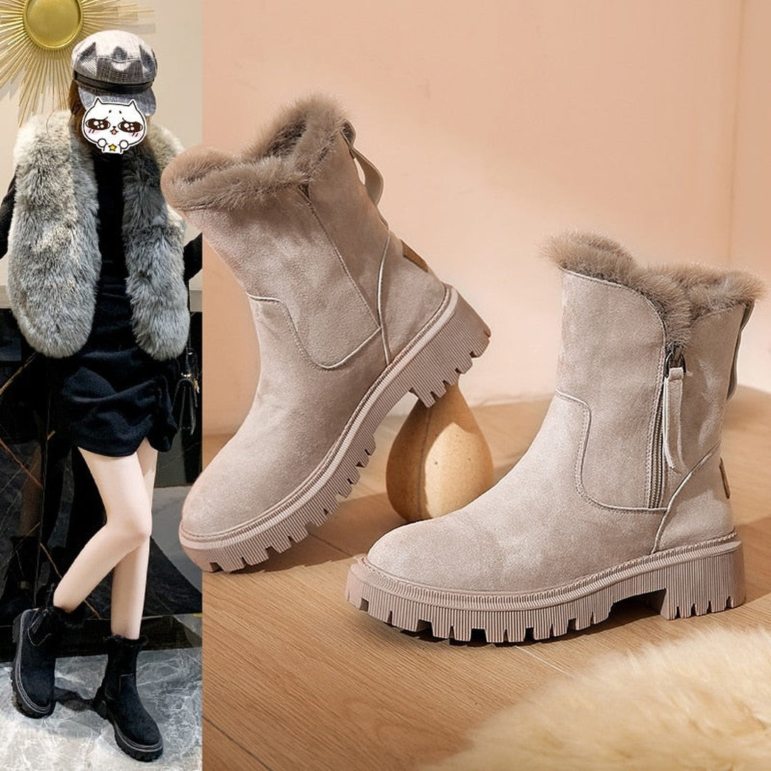 Woman wearing the Rosalie women's boots, back view