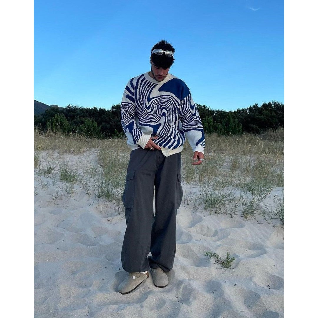 Woman wearing the Rosalind women's sweater, back view