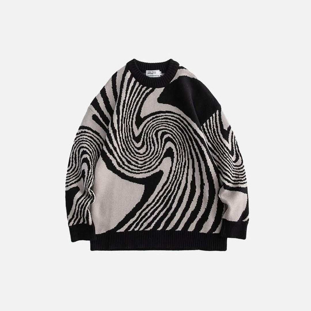 Woman wearing the Rosalind women's sweater, flatlay view