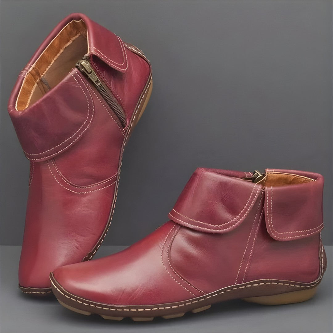 Woman wearing the Rosaline women's waterproof boots, front view
