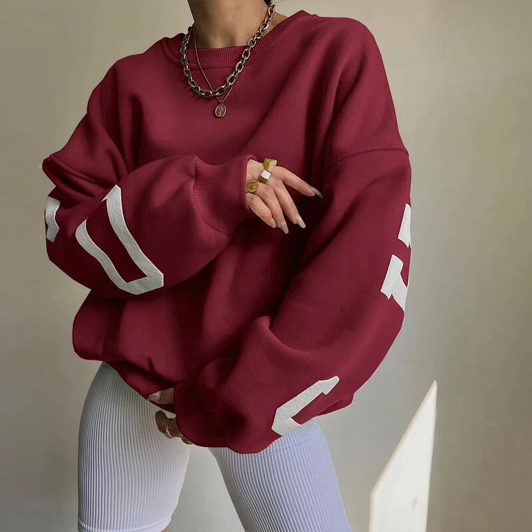 Woman wearing the Roxana women's crewneck long-sleeve sweatshirt, 7 view