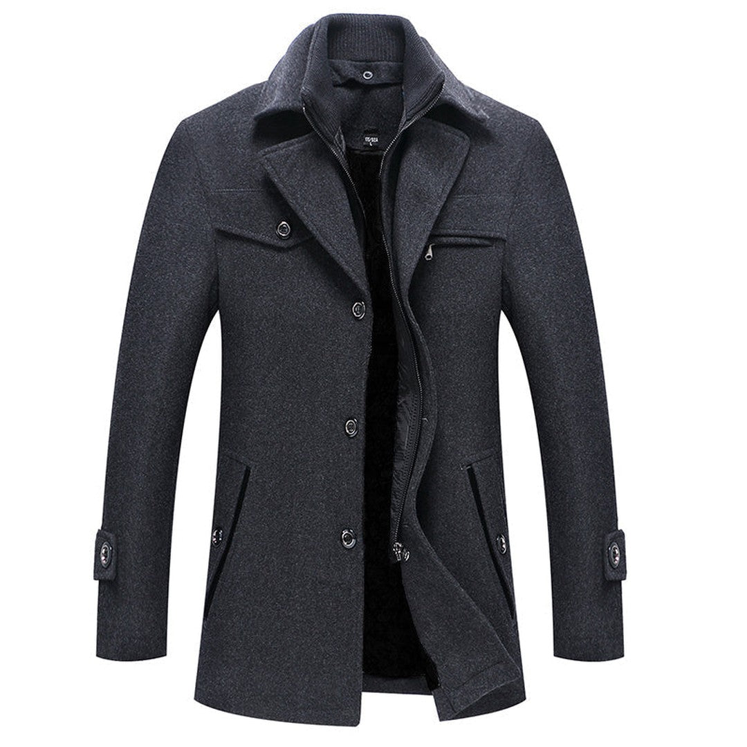 Man wearing the Rupert men's elegant coat, model view