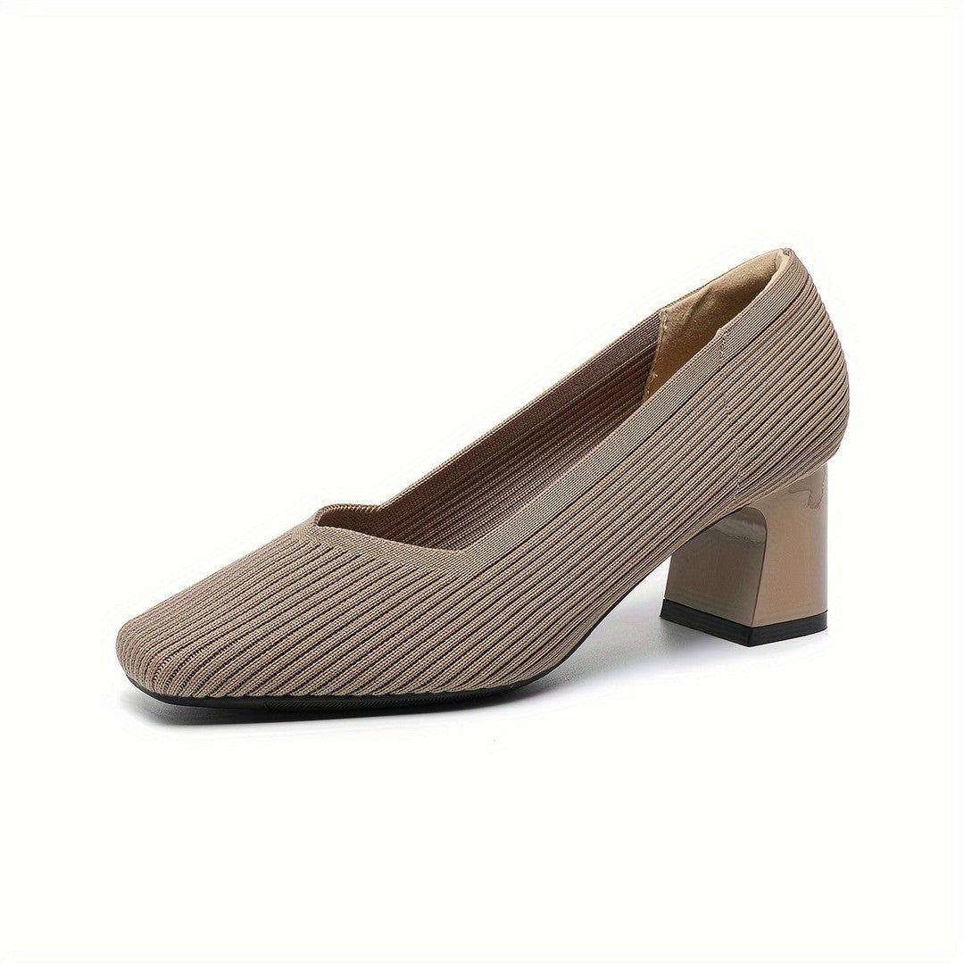 Woman wearing the Ryder women's pumps, back view