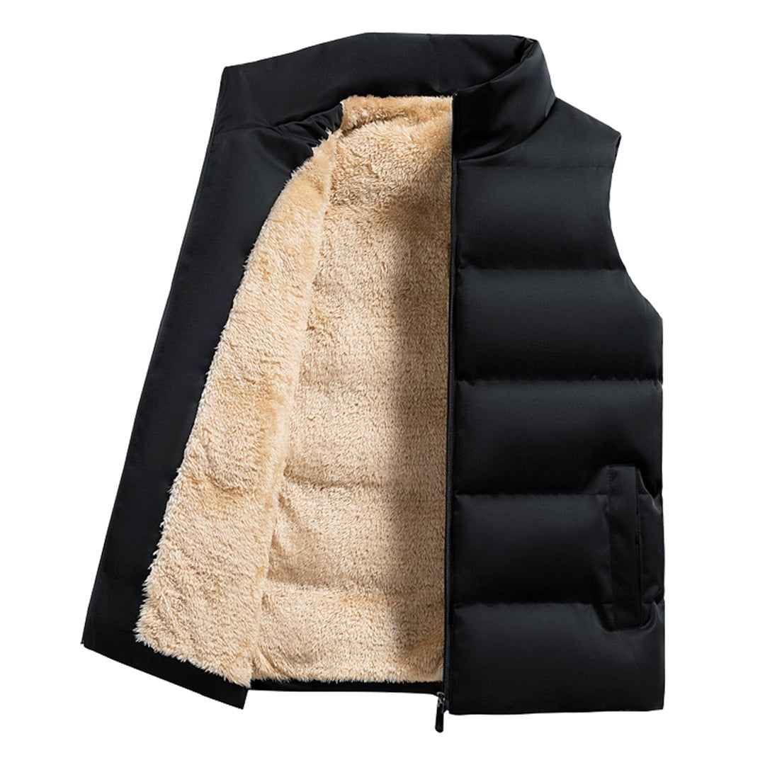Man wearing the Salvatore men's fleece vest, 9 view