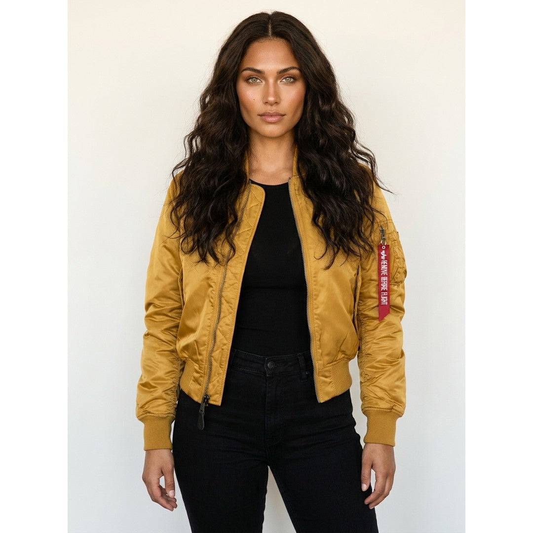 Woman wearing the Saoirse women's bomber jacket, 12 view