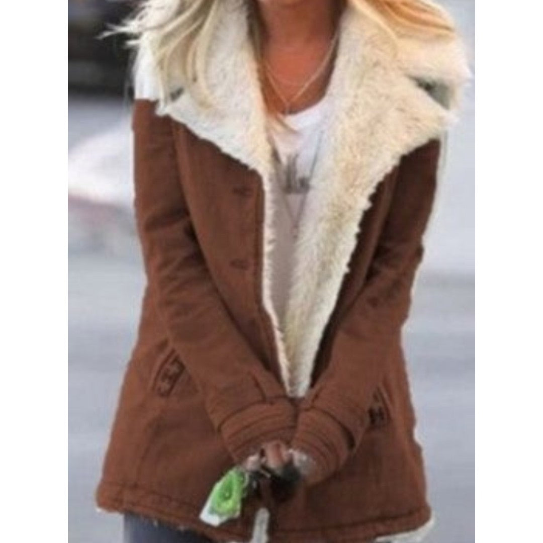 Woman wearing the Scarlett women's jacket, flatlay view