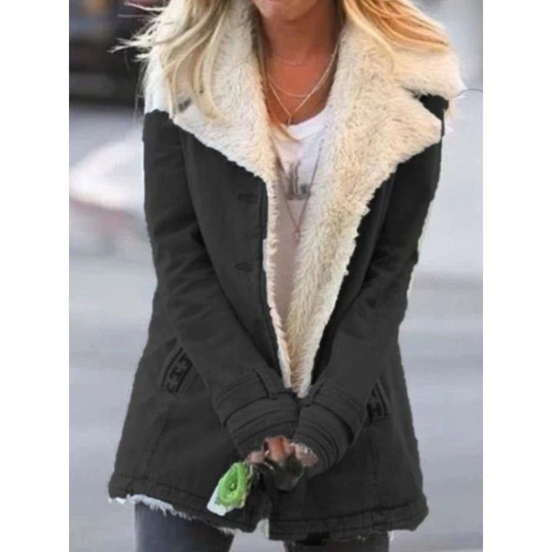 Woman wearing the Scarlett women's jacket, side view