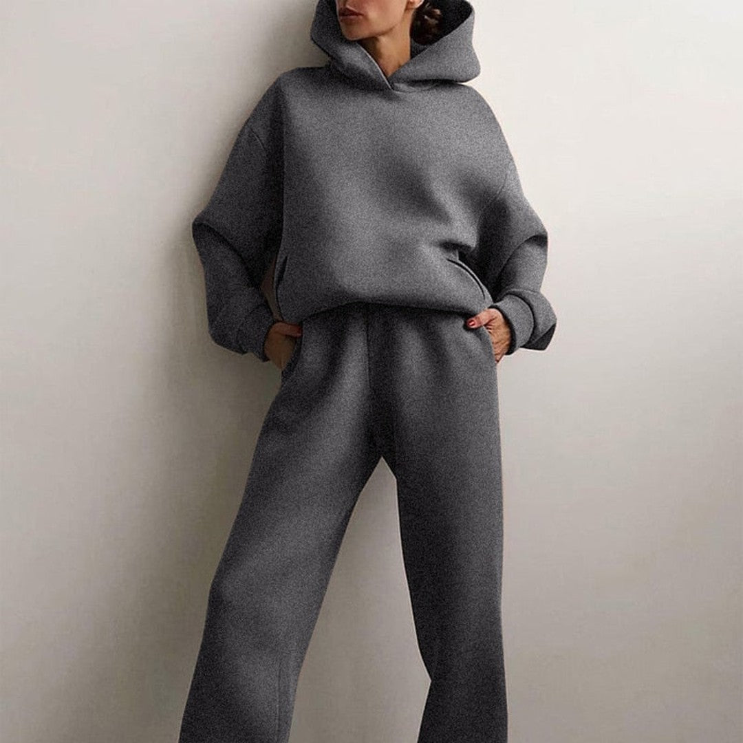 Woman wearing the Sienna women's wide-leg hooded sweatshirt, 8 view
