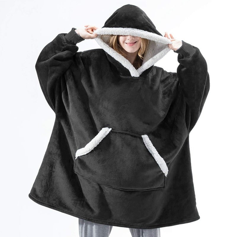 Oversized wearable fleece hoodie blanket - product photo 18