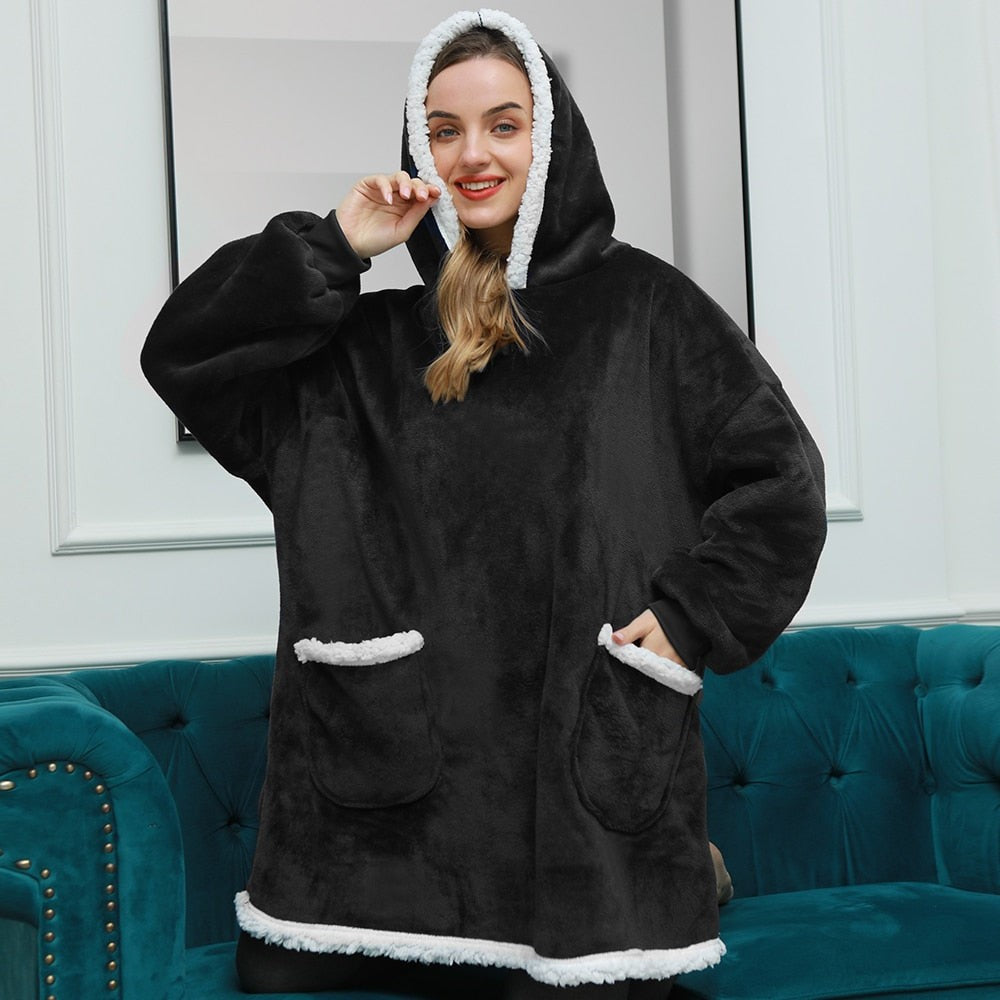 Oversized wearable fleece hoodie blanket - product photo 33
