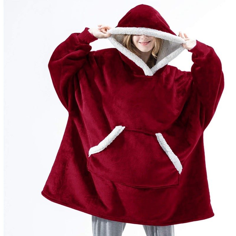 Oversized wearable fleece hoodie blanket - product photo 6