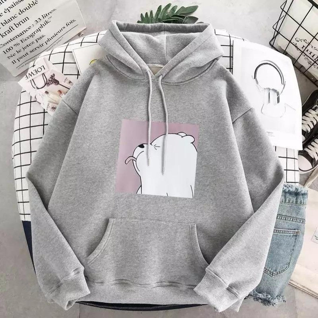 Woman wearing the Sonia women's casual hooded cotton sweater, 7 view